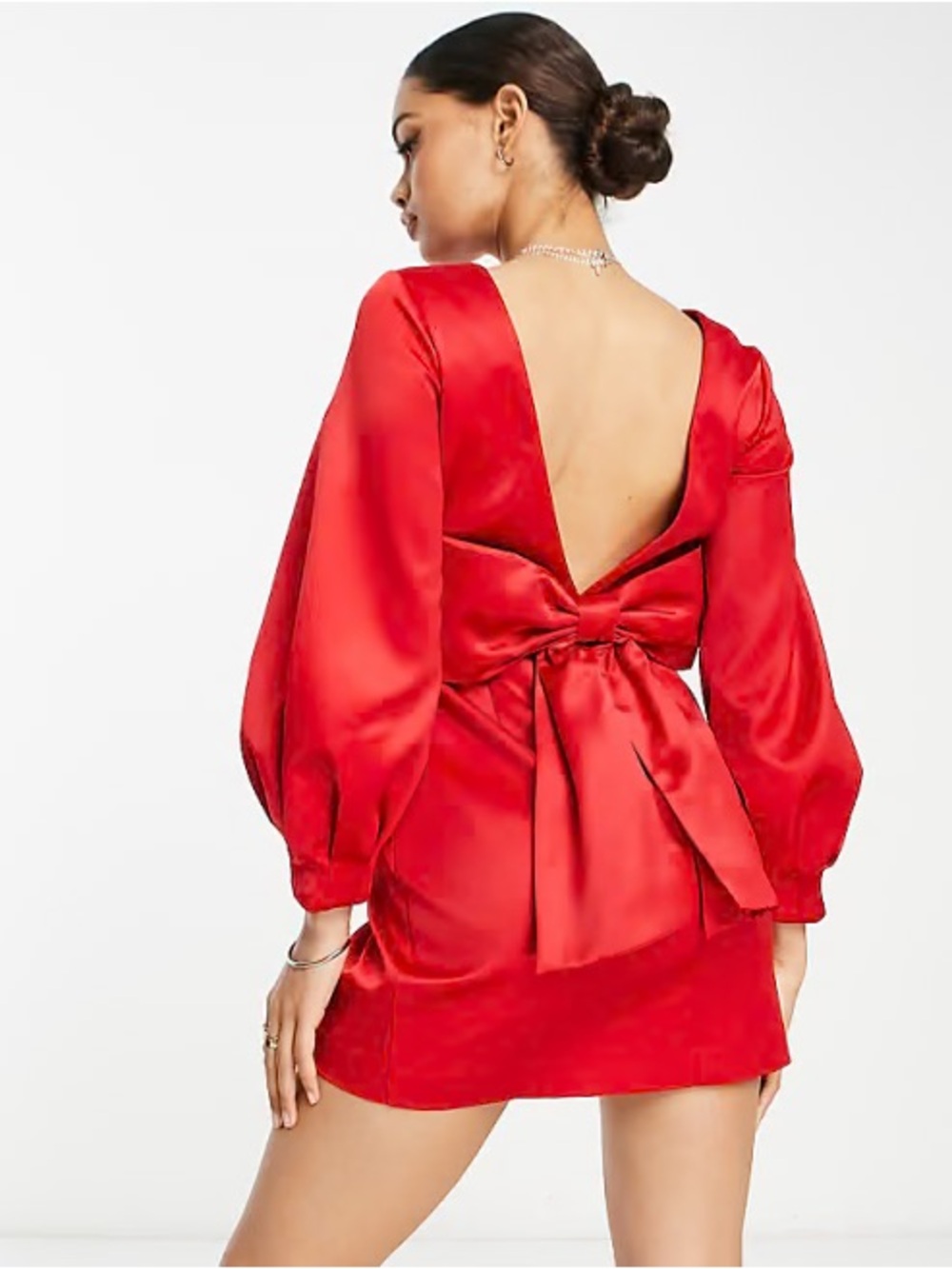 Bow Back Long Sleeve Cocktail Dress